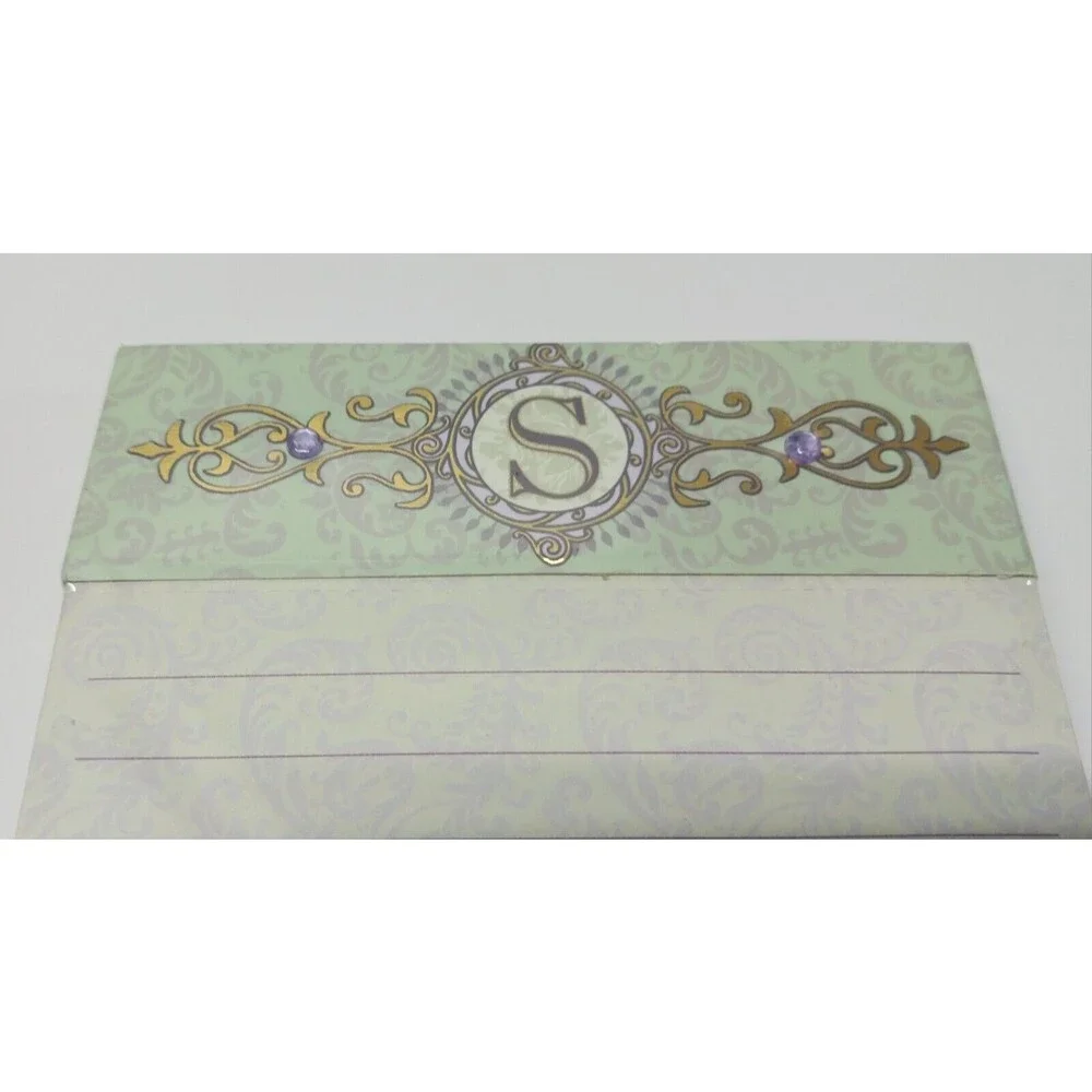 Punch Studio Jeweled Green Paisley S Monogram Goose Butterfly Magnetic Notepad
